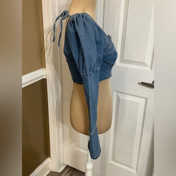 Denim Diva~ Puff Sleeves ~ Bustier Top ~ Small - Picture 14 of 15